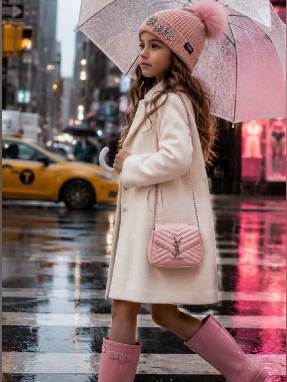 Victoria's Secret Pink Knit Pom-Pom Beanie with Decor Flowers